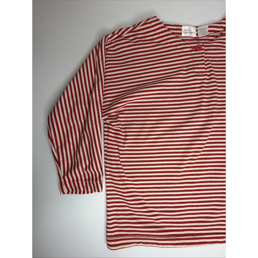 Vintage Basic Ingredients Red White Striped Button Top Small 3/4 Long Sleeve - Picture 2 of 11